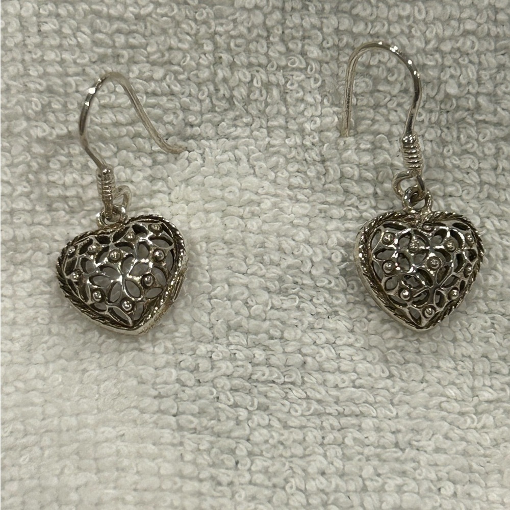 Elegant Silver Heart Earrings
